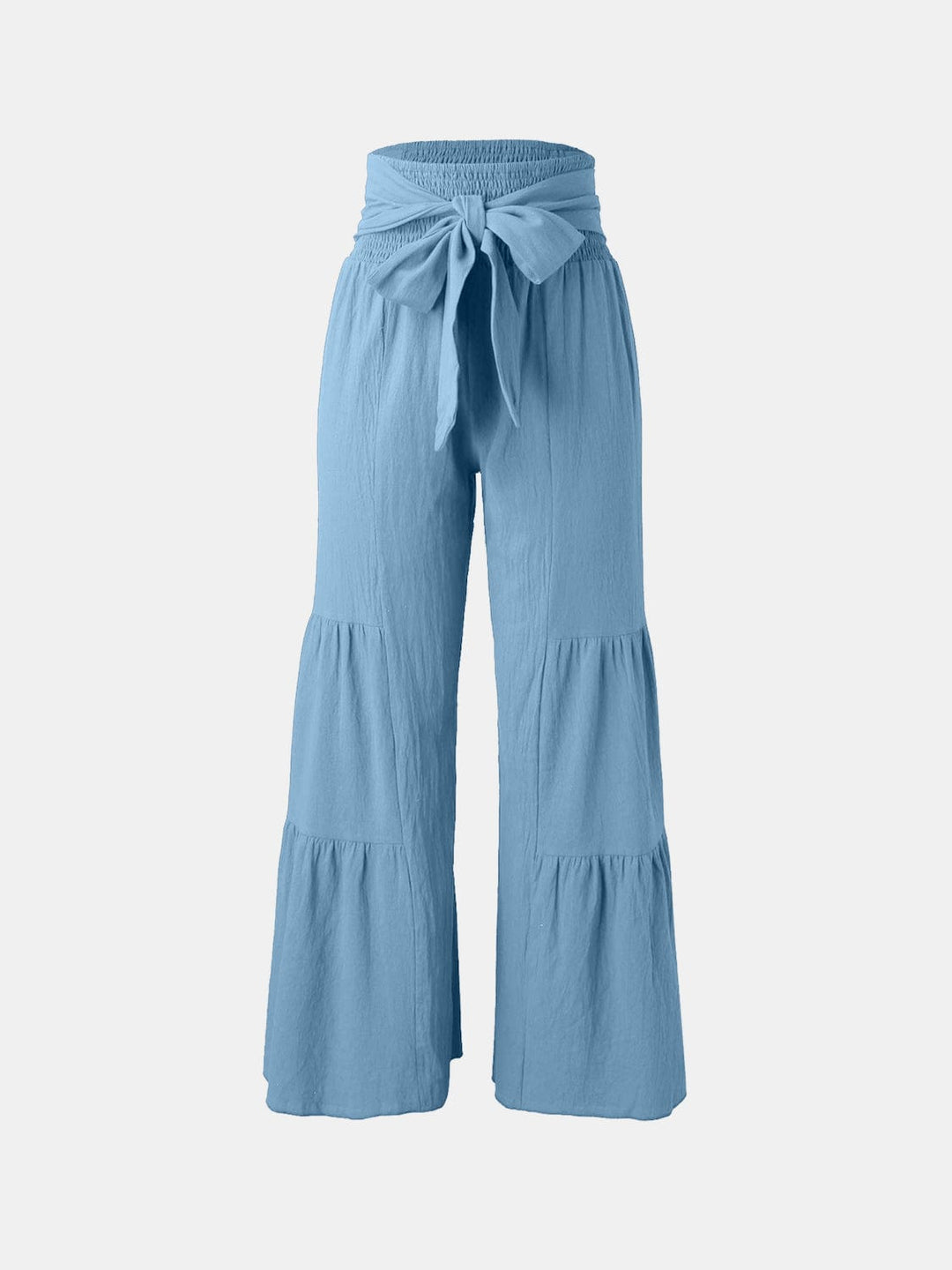 The802Gypsy Bottoms/Pants & Culotte Sky Blue / S GYPSY-Tied Ruched Wide Leg Pants