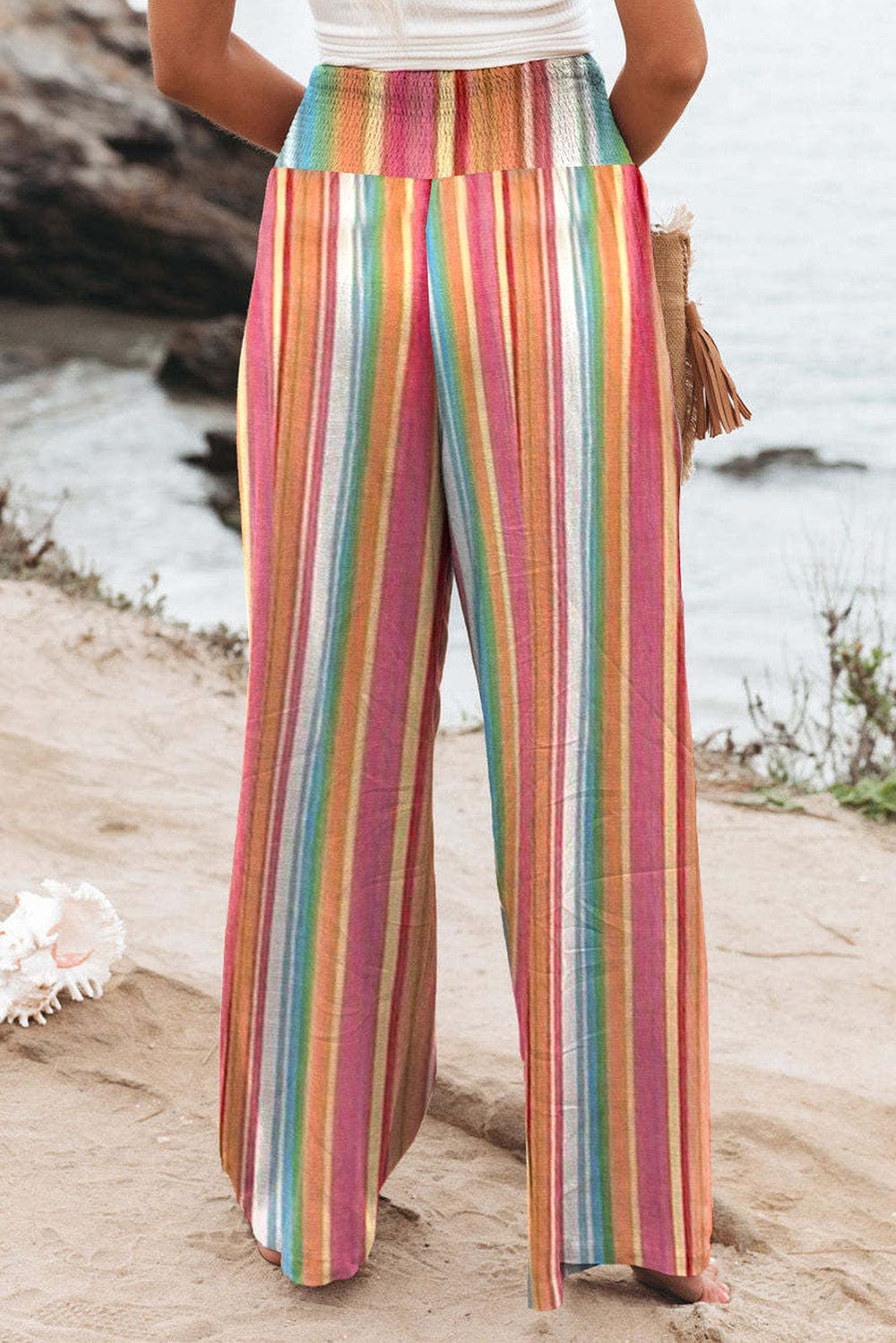 The802Gypsy  Bottoms/Pants & Culotte TRAVELING GYPSY-Striped High Waist Wide Leg Trouser Pants