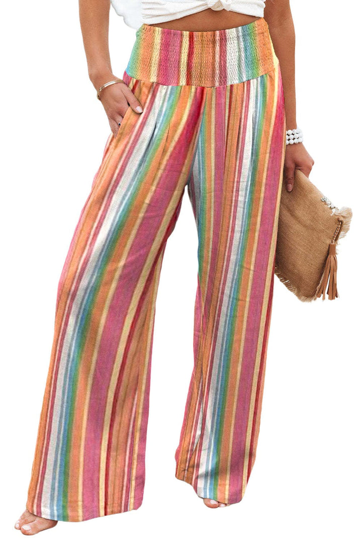 The802Gypsy  Bottoms/Pants & Culotte TRAVELING GYPSY-Striped High Waist Wide Leg Trouser Pants