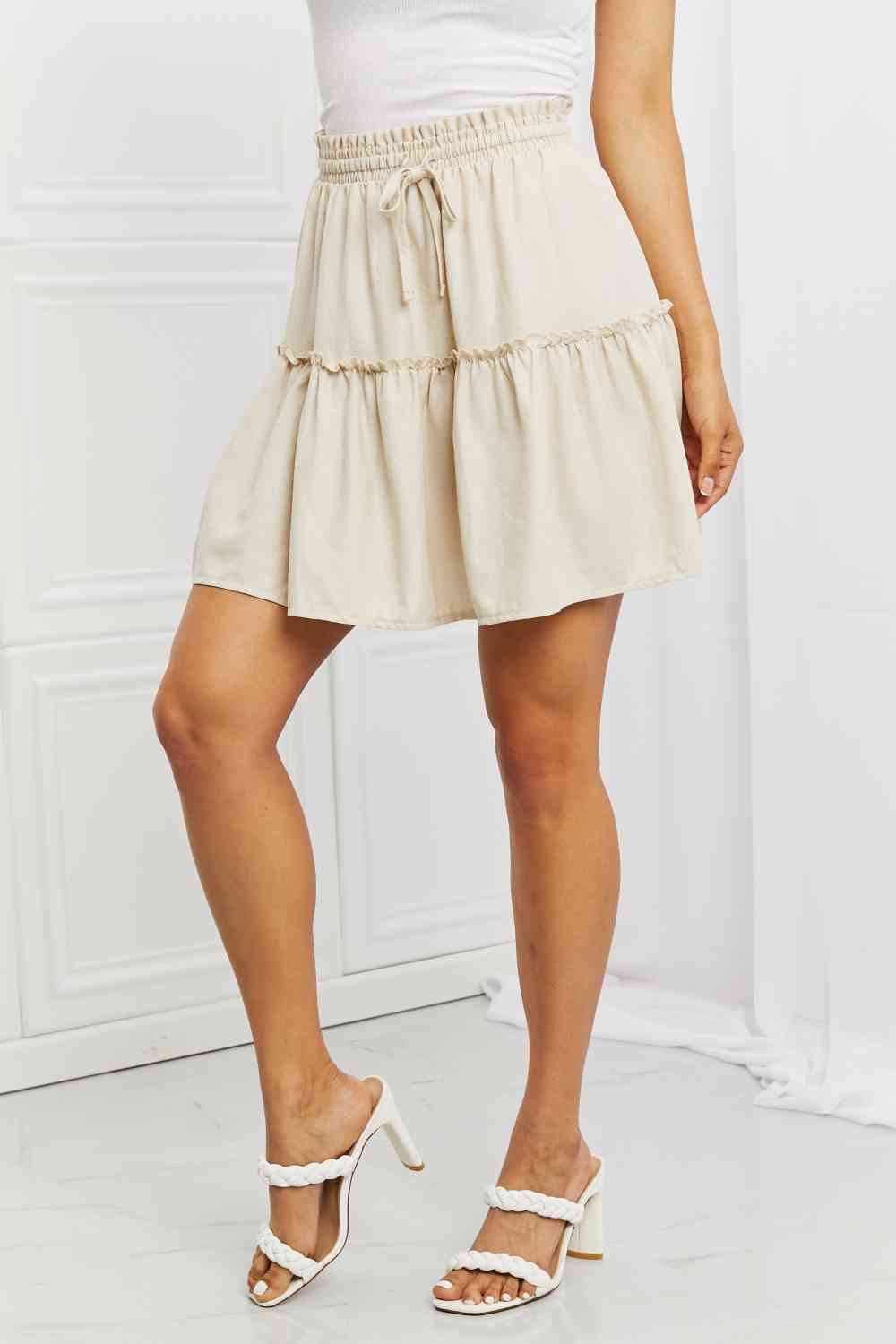 The802Gypsy Bottoms/skirts Beige / S ❤GYPSY-Zenana-Carefree Linen Ruffle Skirt