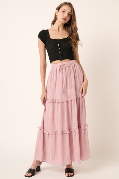 The802Gypsy Bottoms/skirts Dusty Pink / S ♥GYPSY-Drawstring High Waist Frill Skirt