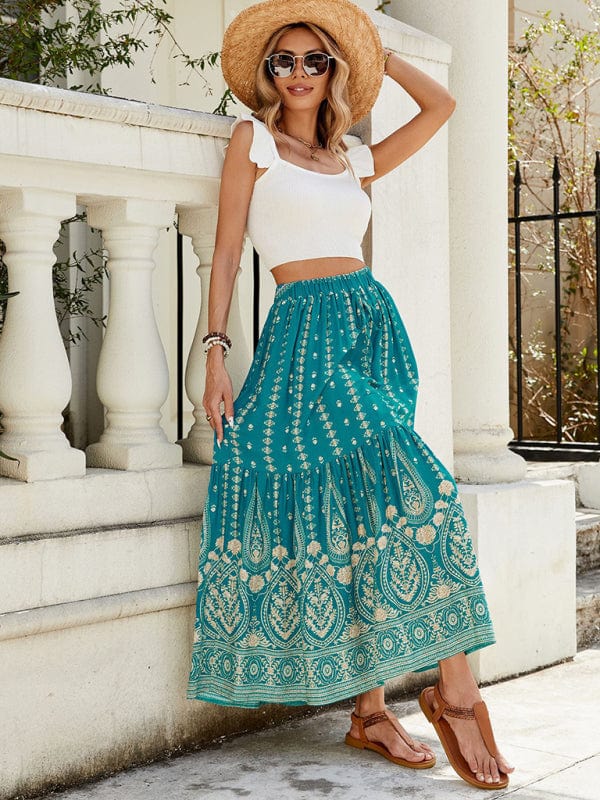 The802Gypsy Bottoms/skirts Green / S GYPSY GIRL-Big Swing Boho Fun Skirt