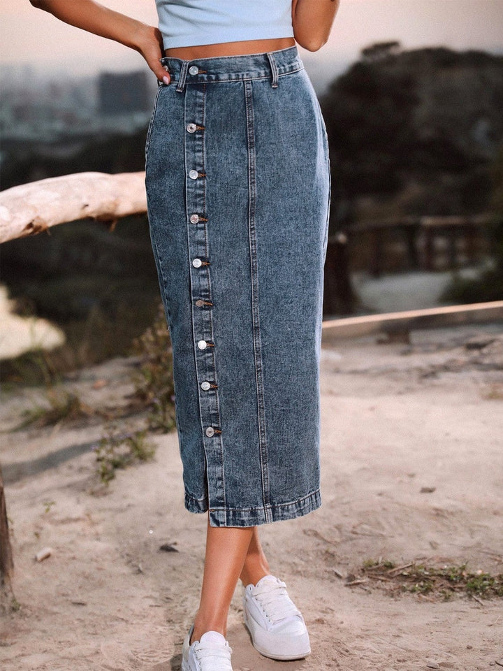 The802Gypsy Bottoms/skirts GYPSY-Button Down Denim Skirt ⏹️