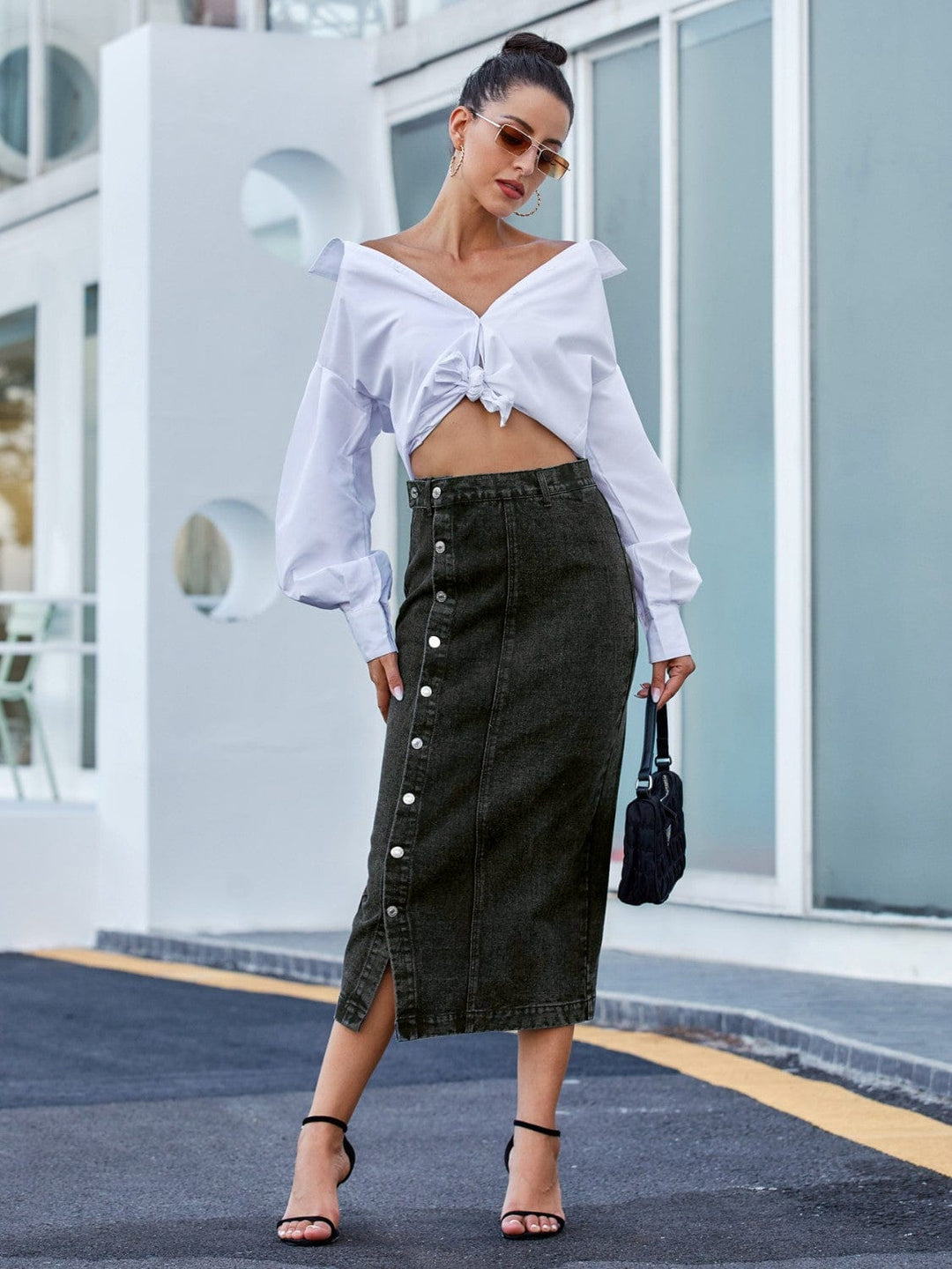 The802Gypsy Bottoms/skirts GYPSY-Button Down Denim Skirt ⏹️