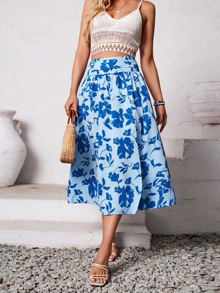 The802Gypsy Bottoms/skirts GYPSY-Slit Printed Midi Skirt