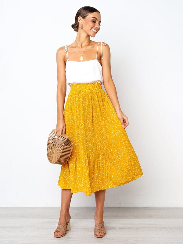 The802Gypsy Bottoms/skirts Yellow / S GYPSY GIRL-pleated MIDI STYLE skirt