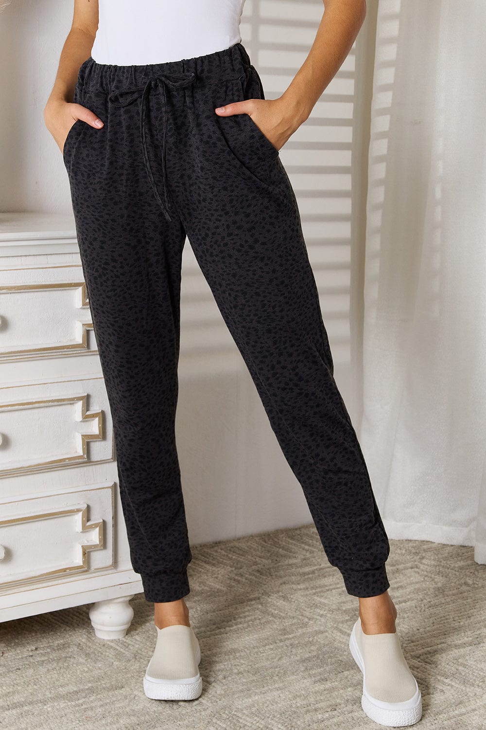 The802Gypsy bottoms/sweatpants Black / S ♥GYPSY-Basic Bae-Leopard Print Joggers with Pockets