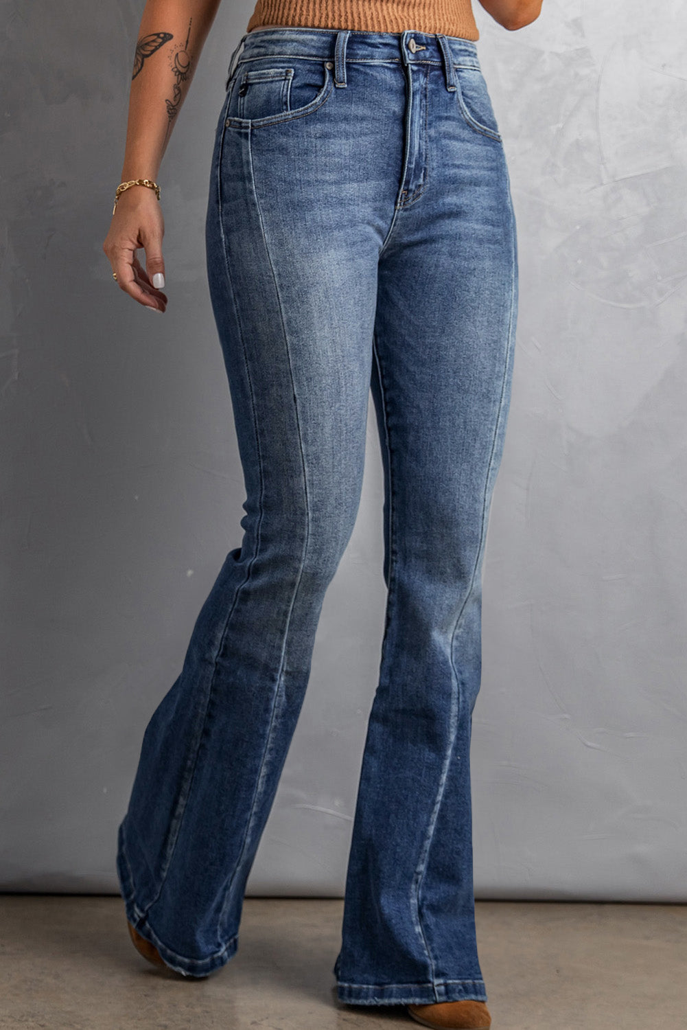 The802Gypsy  Bottoms TRAVELING GYPSY-High Waist Flare Jeans with Pockets