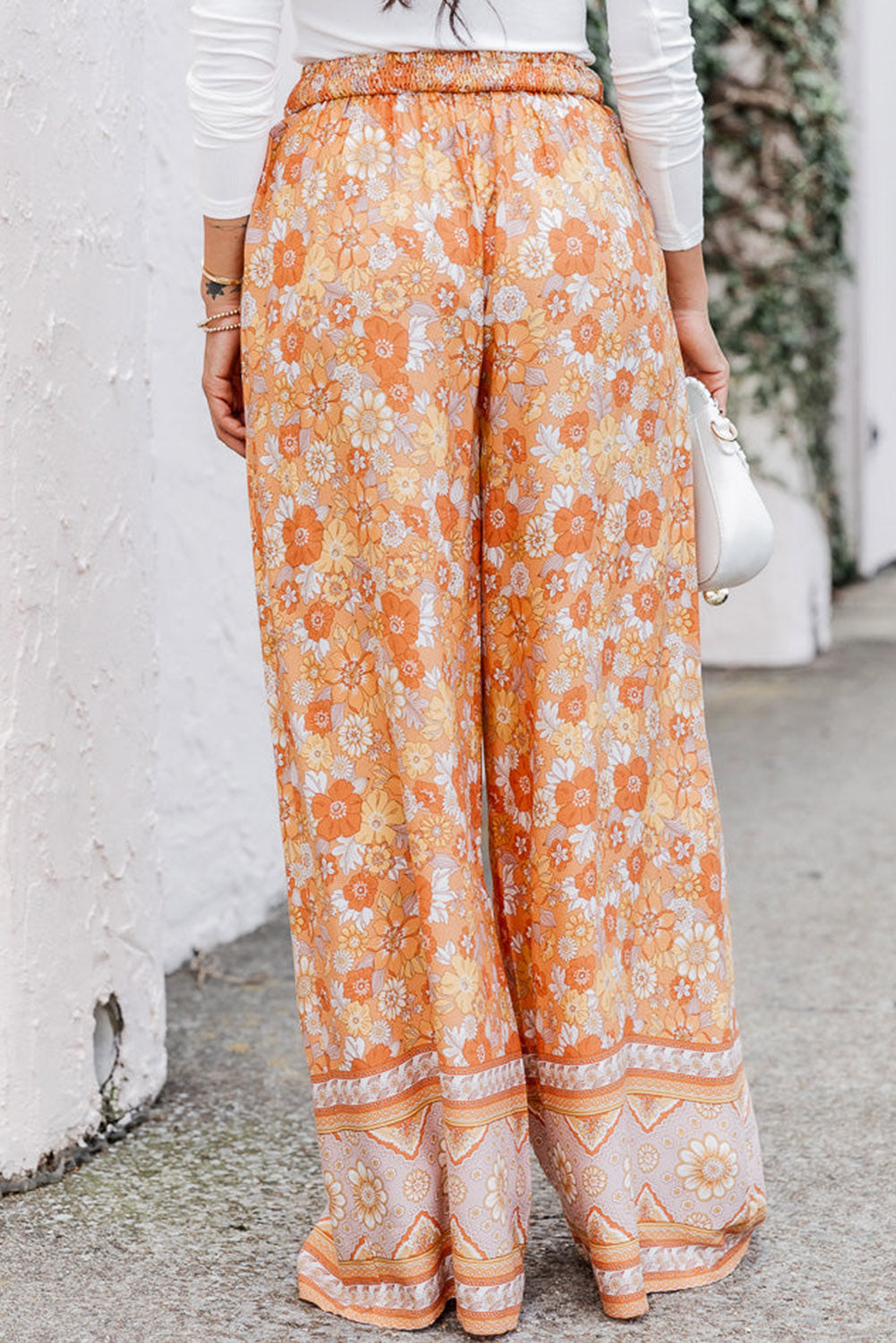 The802Gypsy  Bottoms TRAVELING GYPSY-Tie Waist Boho Floral Wide Leg Pants
