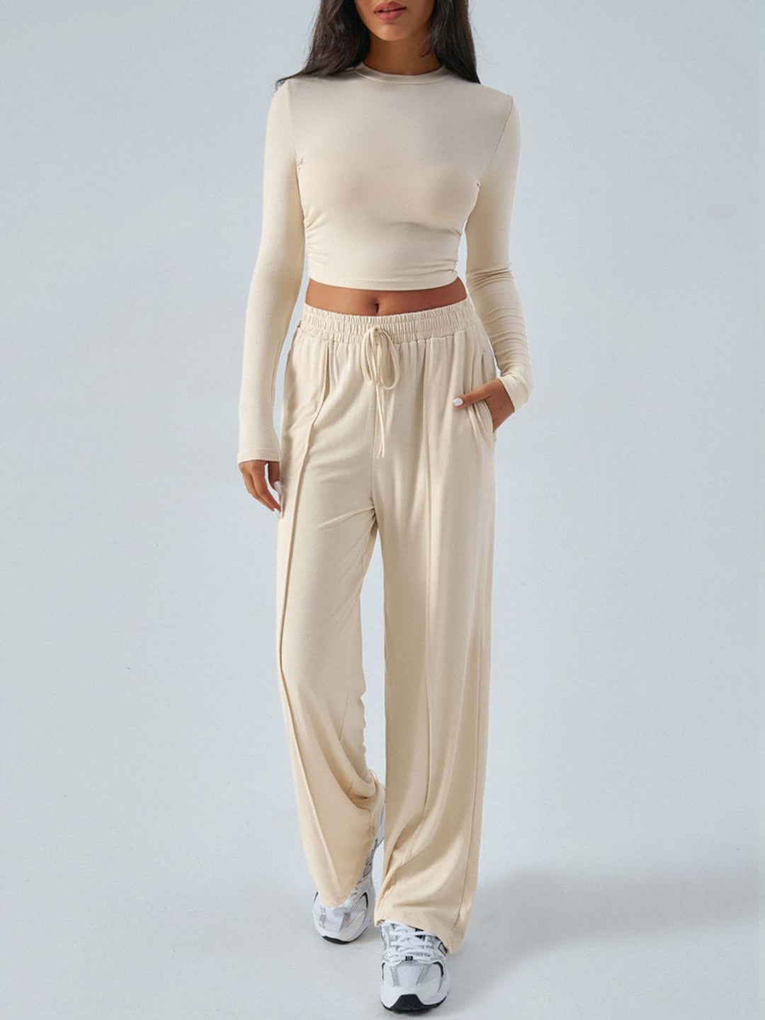 The802Gypsy clothes/outfit sets Tan / S GYPSY-Devine-Round Neck Long Sleeve Top and Pants Set