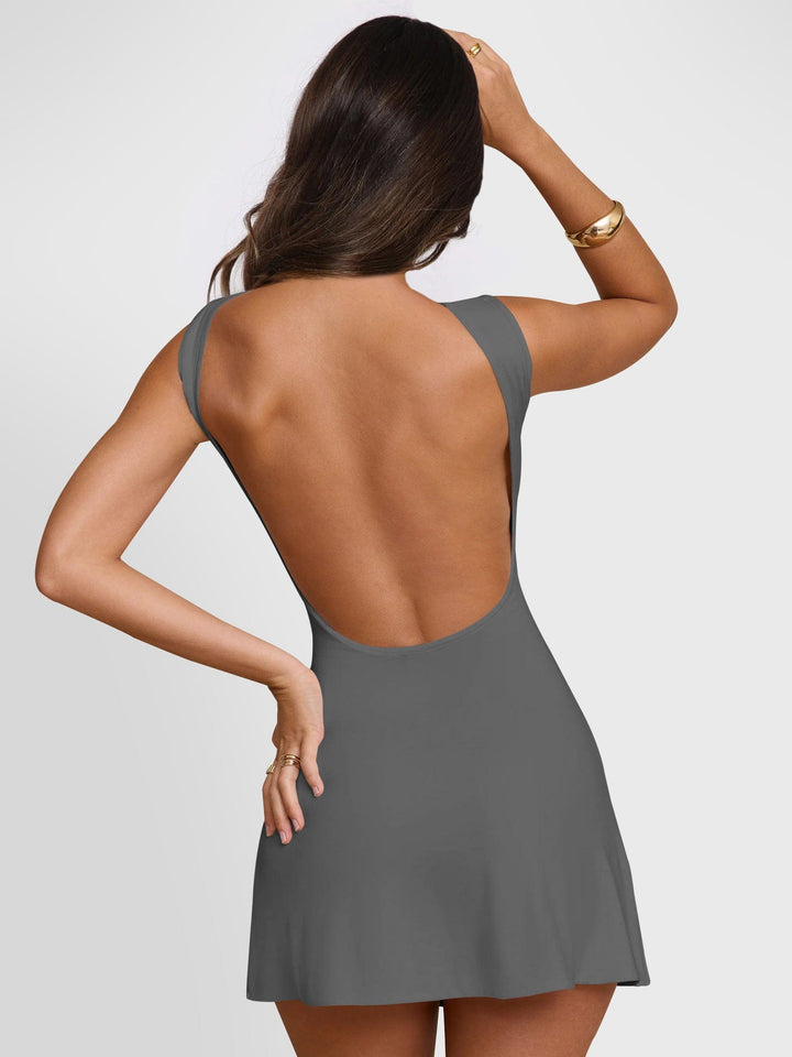 The802Gypsy clothing/dresses Charcoal / XS GYPSY-Backless Wide Strap Mini Dress