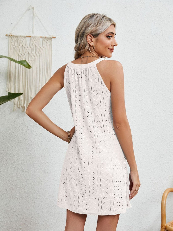 The802Gypsy clothing/dresses GYPSY-Eyelet Grecian Neck Mini Dress