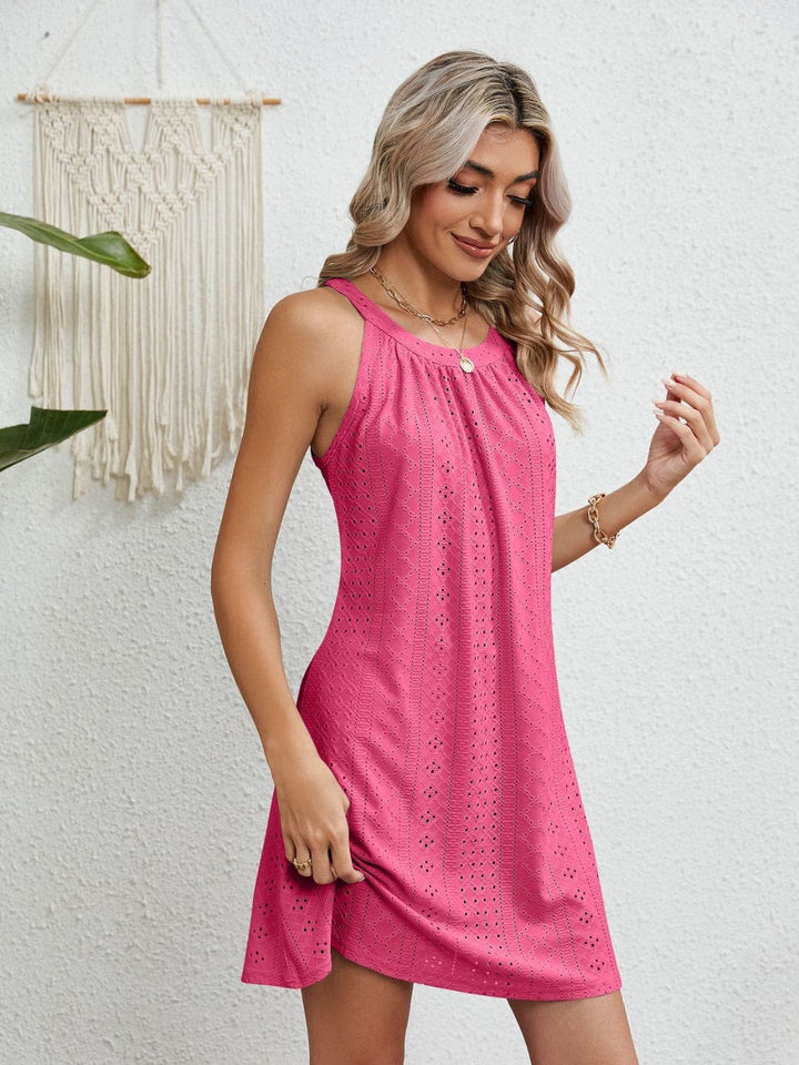 The802Gypsy clothing/dresses GYPSY-Eyelet Grecian Neck Mini Dress