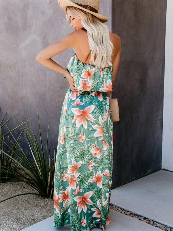 The802Gypsy clothing/dresses GYPSY GIRL-Tropical Rainforest Print One-Shoulder Dress