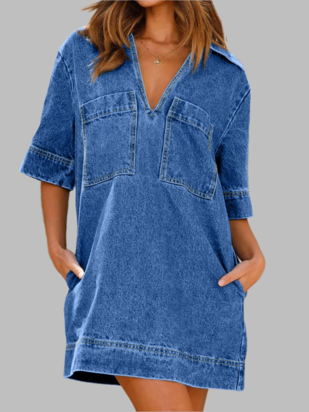 The802Gypsy clothing/dresses GYPSY-Johnny Collar Denim Dress