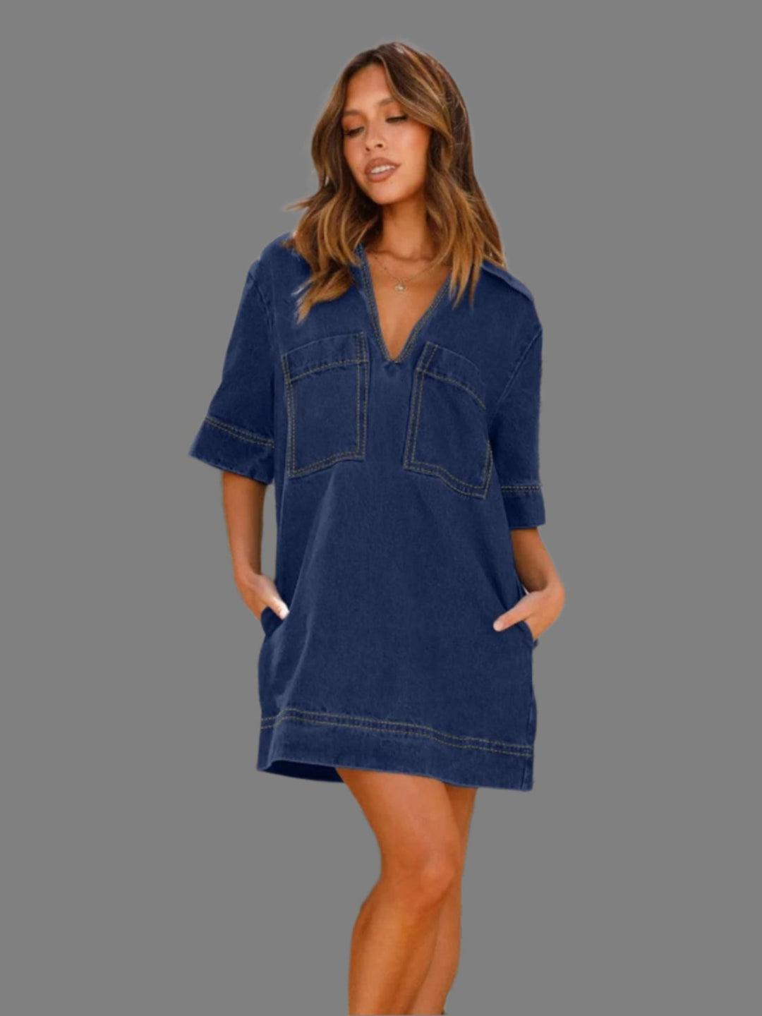 The802Gypsy clothing/dresses GYPSY-Johnny Collar Denim Dress