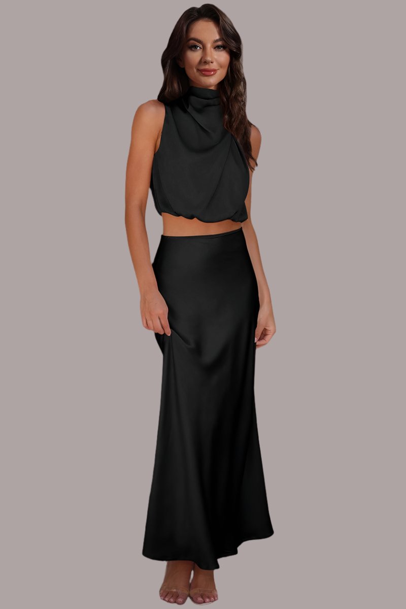 The802Gypsy clothing/outfit sets Black / S GYPSY-Cropped Turtle Neck Tank Top and Maxi Skirt Set ⏹️