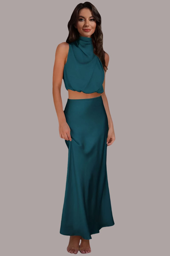 The802Gypsy clothing/outfit sets Deep Teal / S GYPSY-Cropped Turtle Neck Tank Top and Maxi Skirt Set ⏹️