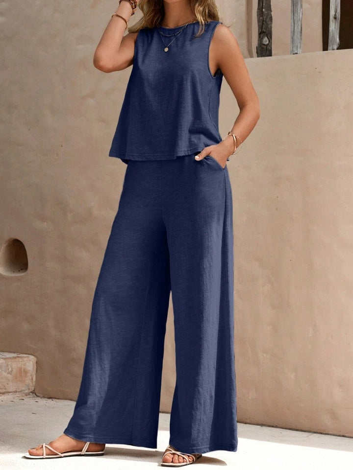 The802Gypsy clothing/outfit sets Dusty Blue / S GYPSY-Top and Wide Leg Pants Set ⏹️