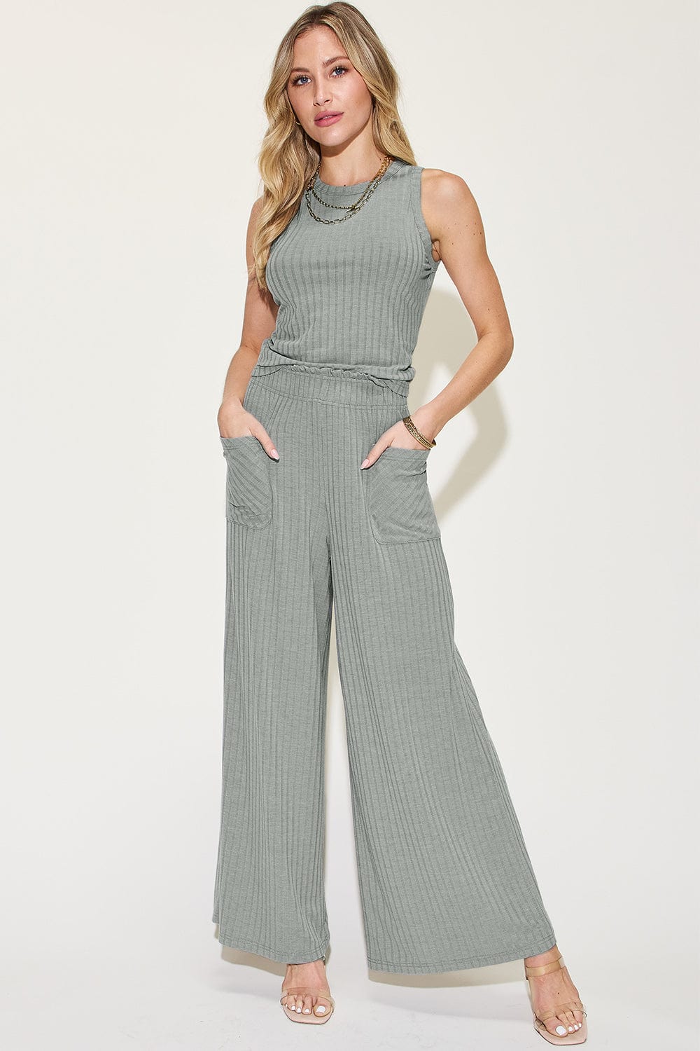 The802Gypsy clothing/outfit sets Gray / S ❤️GYPSY-Basic Bae-Tank and Wide Leg Pants Set