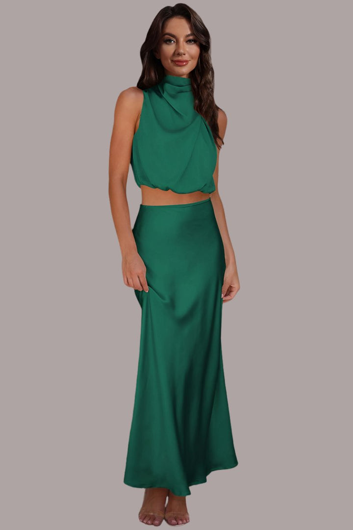 The802Gypsy clothing/outfit sets Green / S GYPSY-Cropped Turtle Neck Tank Top and Maxi Skirt Set ⏹️