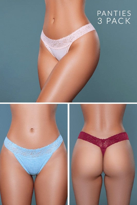 The802Gypsy clothing/underwear & socks Peach/Blue/Burgundy Red / S ❤️GYPSY FOX-BE WICKED-AsherThong 3 Pack