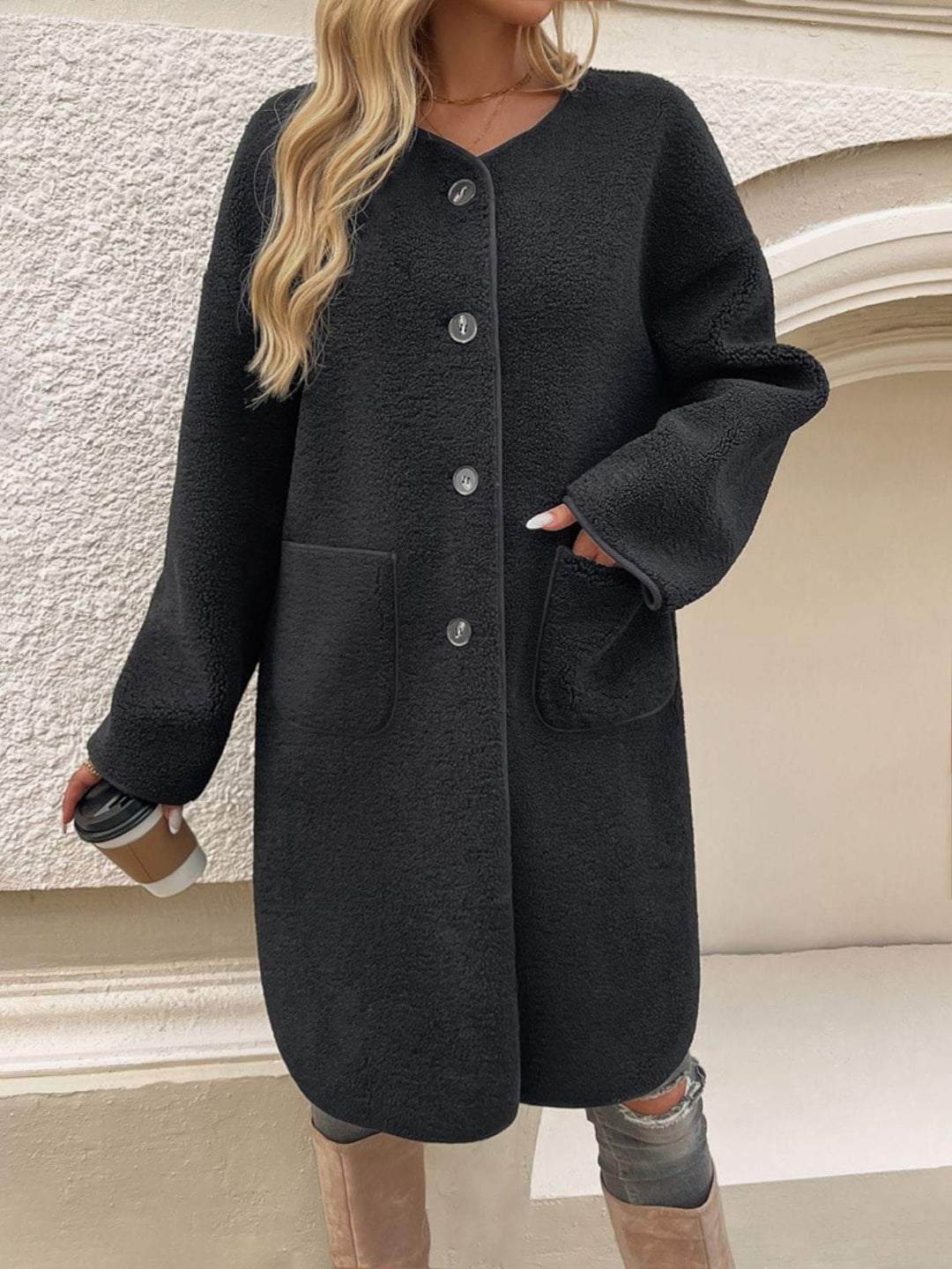 The802Gypsy coats and jackets Black / S GYPSY-Devine Button Up Long Sleeve Coat