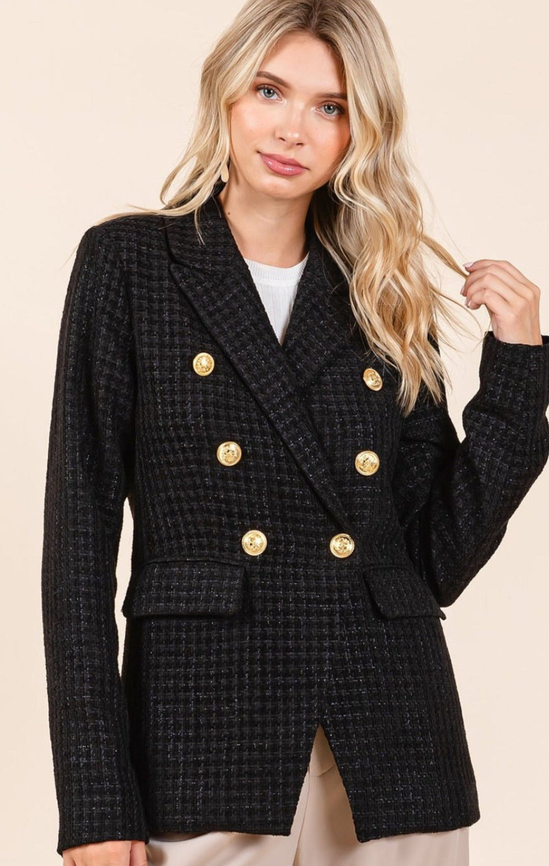 The802Gypsy coats and jackets/blazer ❤️GYPSY-Mittoshop-Plaid Texture Double-Breasted Women's Blazer