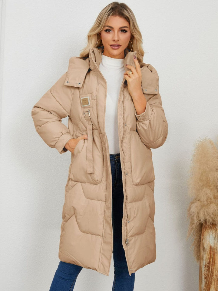 The802Gypsy coats and jackets Camel Tan / S GYPSY-Long Sleeve Longline Hooded Winter Coat