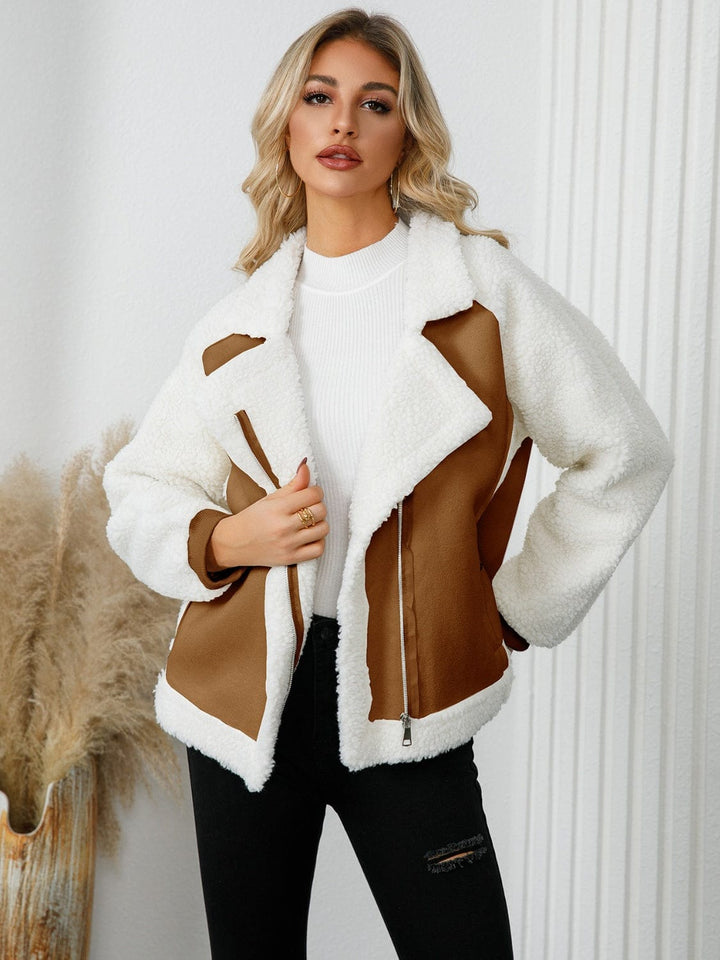 The802Gypsy coats and jackets Caramel Tan / S GYPSY-Pocketed Sherpa Zip Up Jacket