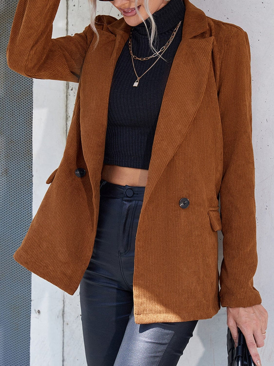 The802Gypsy coats and jackets Chestnut / S GYPSY-Pocketed Button Up Blazer