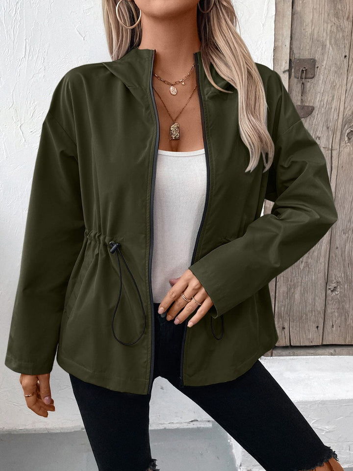 The802Gypsy coats and jackets Green / S GYPSY-Ivy Lane Drawstring Zip Up Hooded Jacket