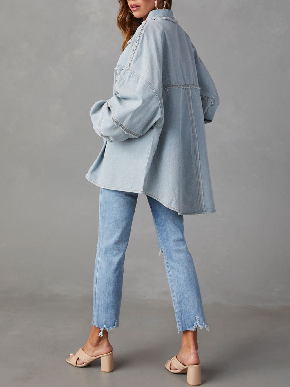 The802Gypsy coats and jackets GYPSY-Button Down Raw Hem Denim Jacket