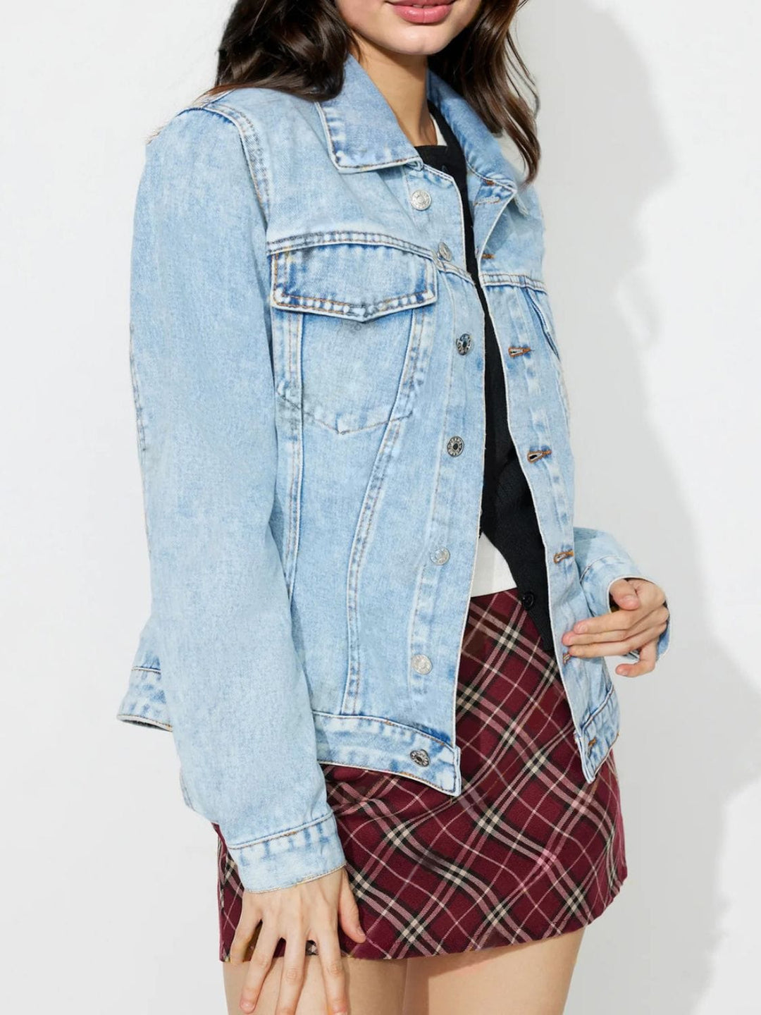 The802Gypsy coats and jackets GYPSY-Button Up Long Sleeve Denim Shacket