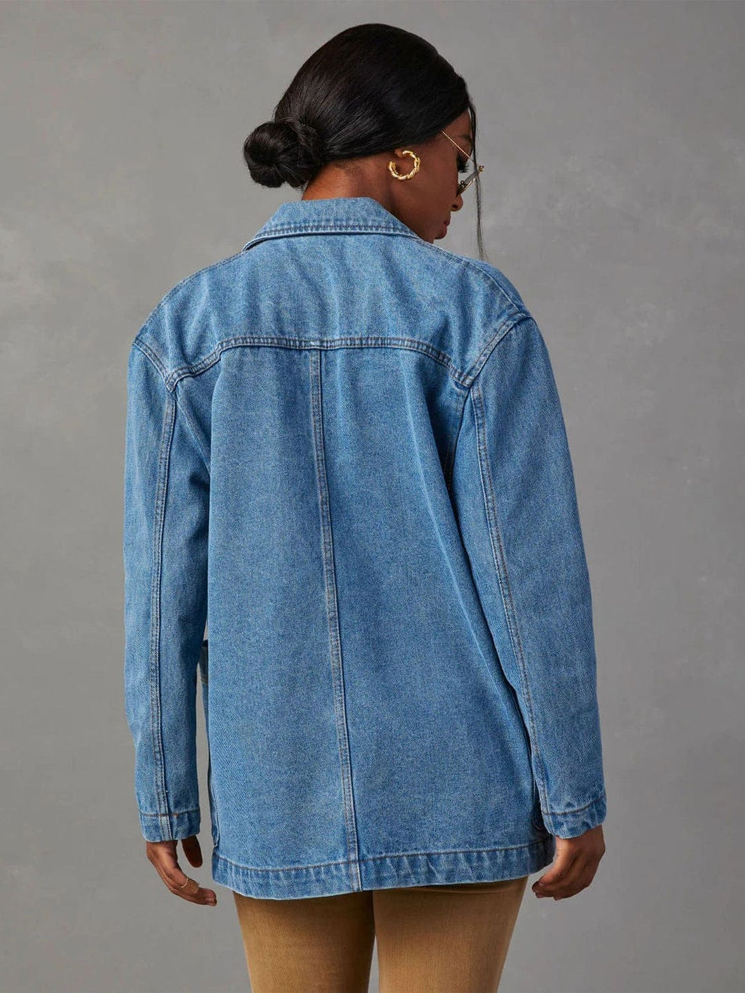 The802Gypsy coats and jackets GYPSY-Collared Neck Long Sleeve Denim Jacket