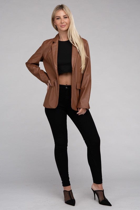 The802Gypsy coats and jackets ❤️GYPSY FOX-Sleek Oversized Pu Leather Blazer