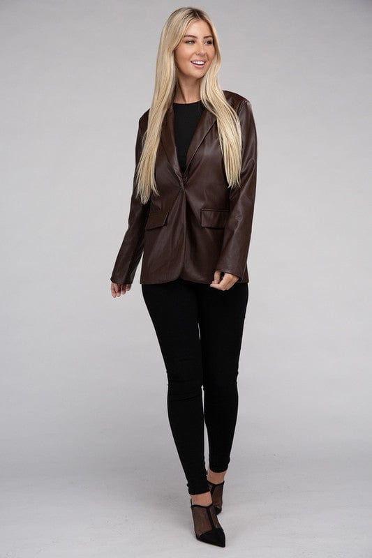 The802Gypsy coats and jackets ❤️GYPSY FOX-Sleek Oversized Pu Leather Blazer