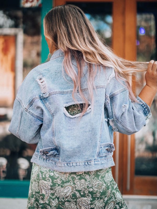 The802Gypsy coats and jackets GYPSY GIRL-Loose Handmade Frayed Denim Jacket