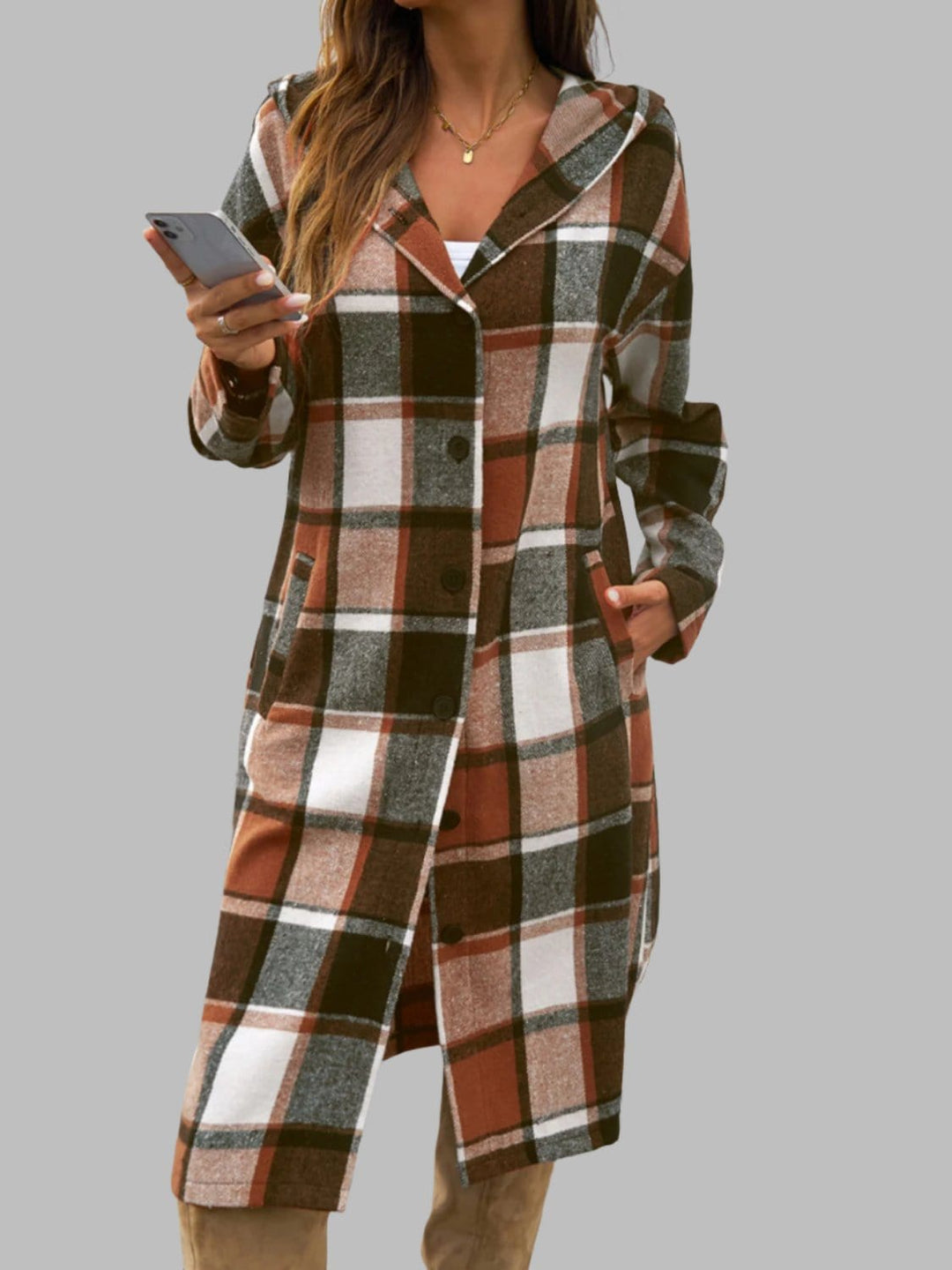 The802Gypsy coats and jackets GYPSY-Plaid Hooded Coat