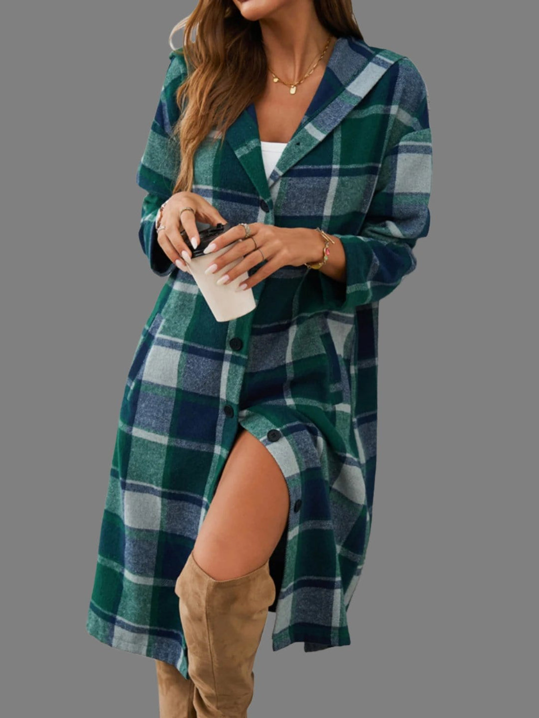 The802Gypsy coats and jackets GYPSY-Plaid Hooded Coat