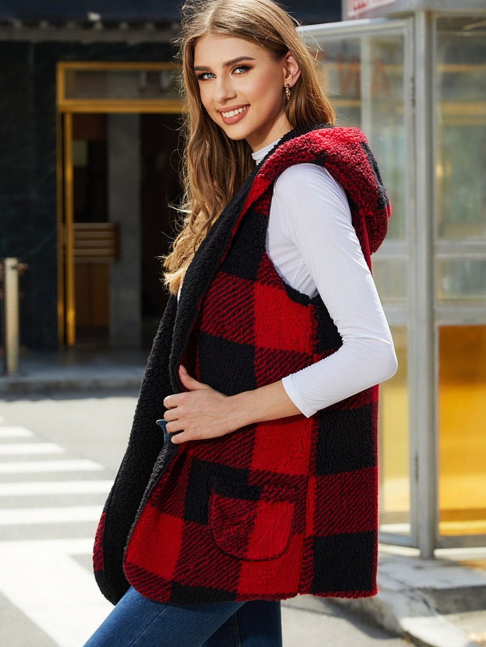 The802Gypsy coats and jackets GYPSY-Plaid Hooded Vest