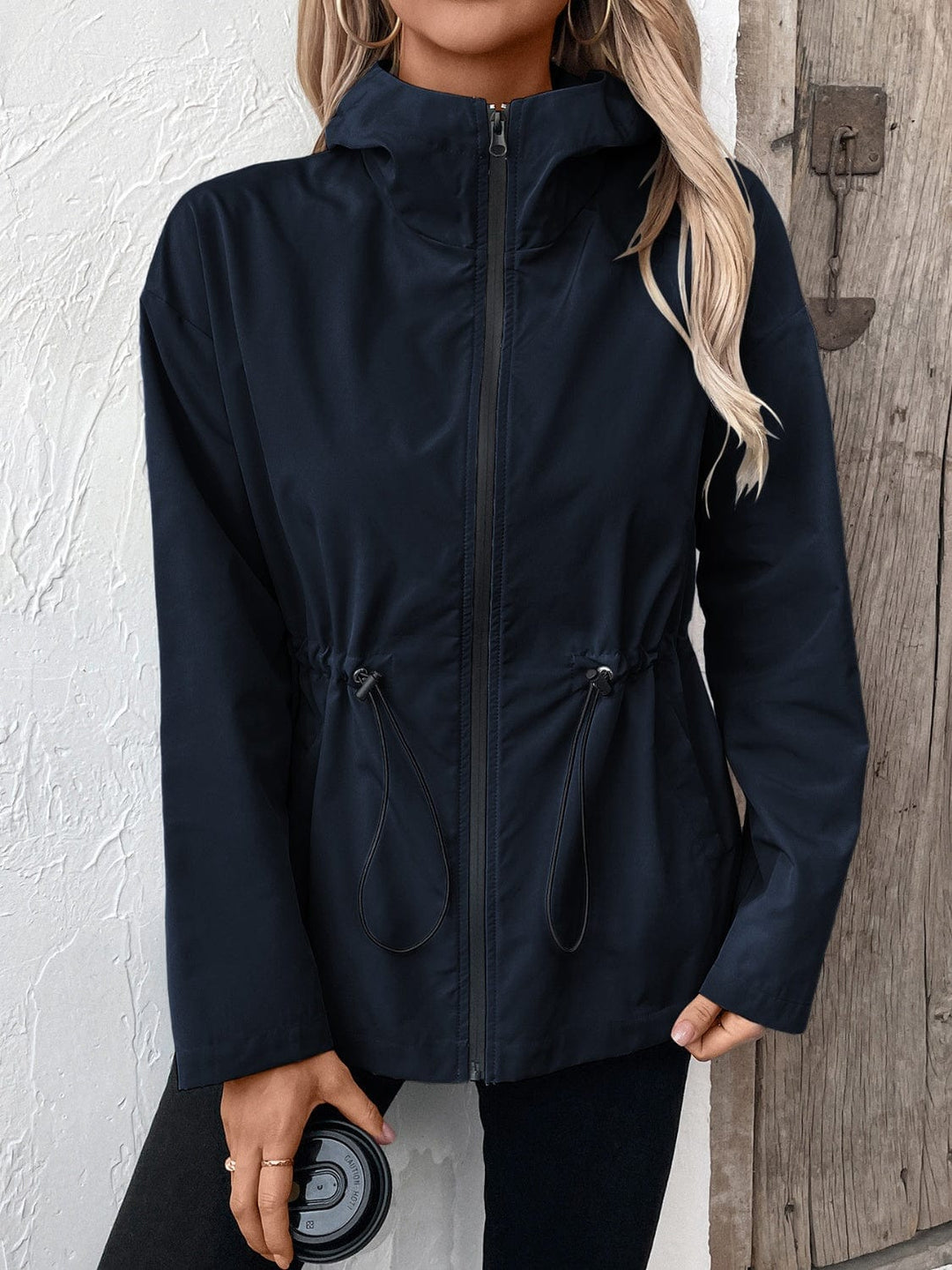 The802Gypsy coats and jackets Navy / S GYPSY-Ivy Lane Drawstring Zip Up Hooded Jacket