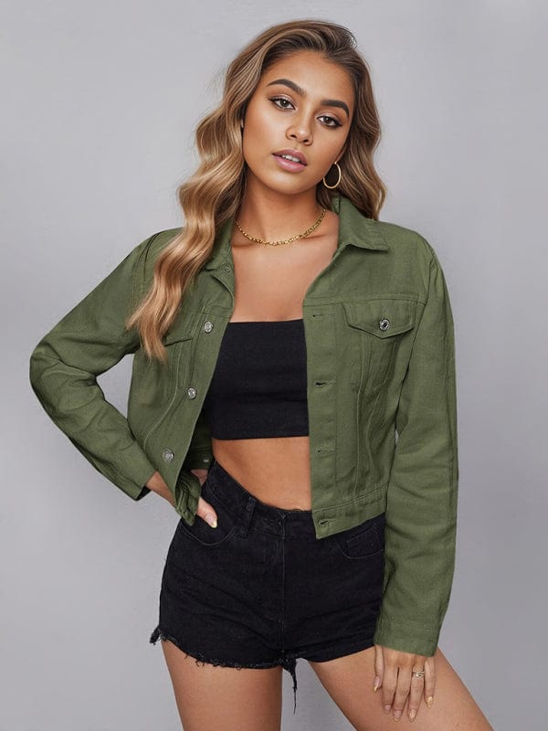 The802Gypsy coats and jackets Olive green / XS GYPSY GIRL-Playful Denim Short Jacket ⏹️