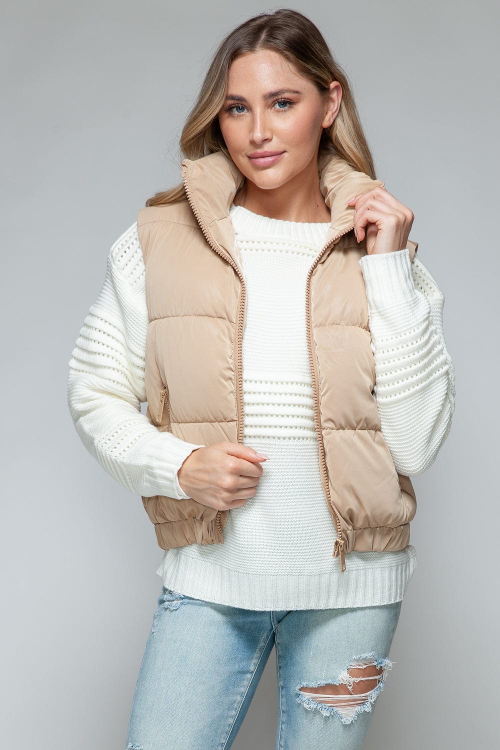 The802Gypsy coats and jackets TAN / S ❤️GYPSY-Snobbish-Faux Fur Lining Quilted Vest