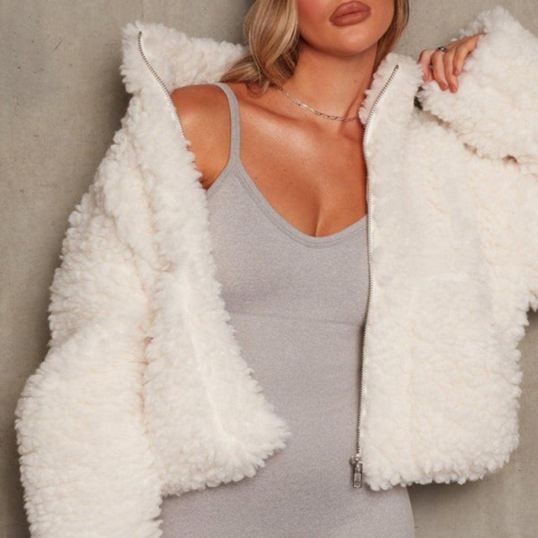 The802Gypsy coats and jackets White / S GYPSY GIRL-Cropped Sherpa Coat