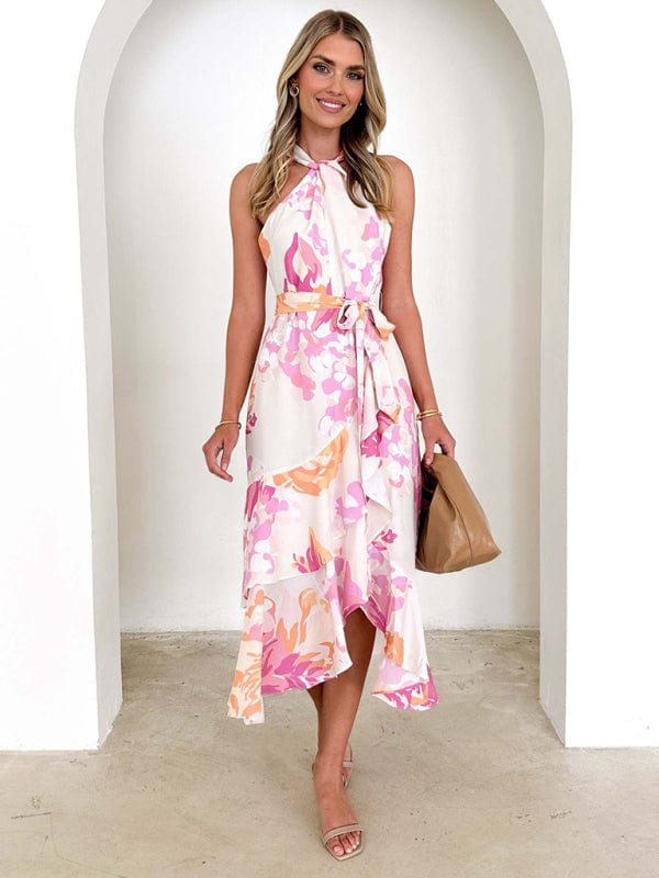 The802Gypsy Dress/casual Pink / S GYPSY GIRL-printed mid-length dress