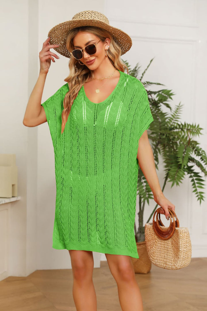 The802Gypsy dress Mid Green / One Size GYPSY-Side Slit Knit Cover-UP