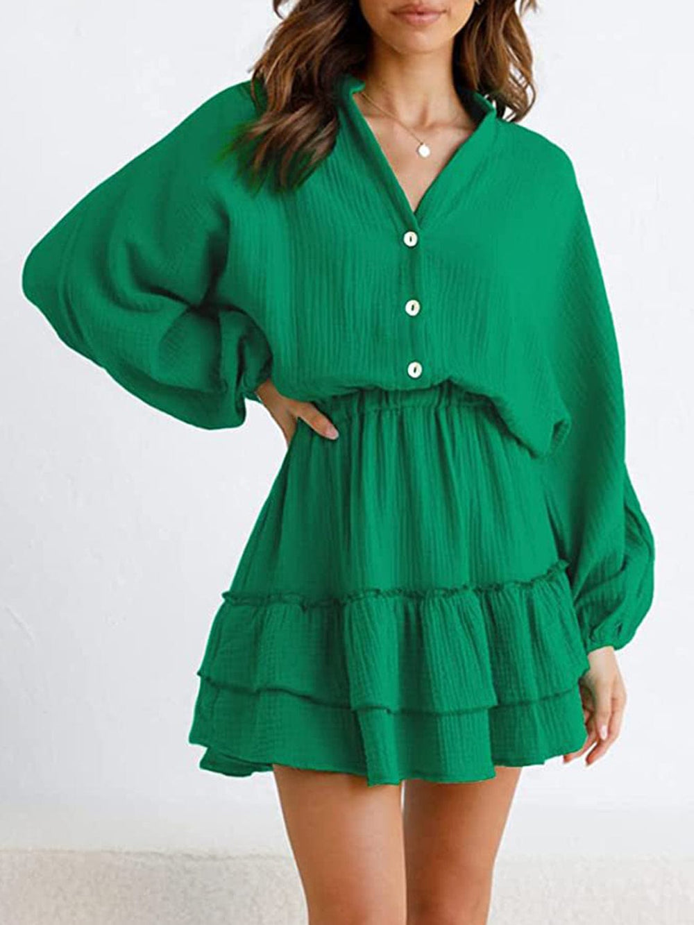 The802Gypsy DRESS/MINI DRESS GYPSY-Ruffled Balloon Sleeve Mini Dress