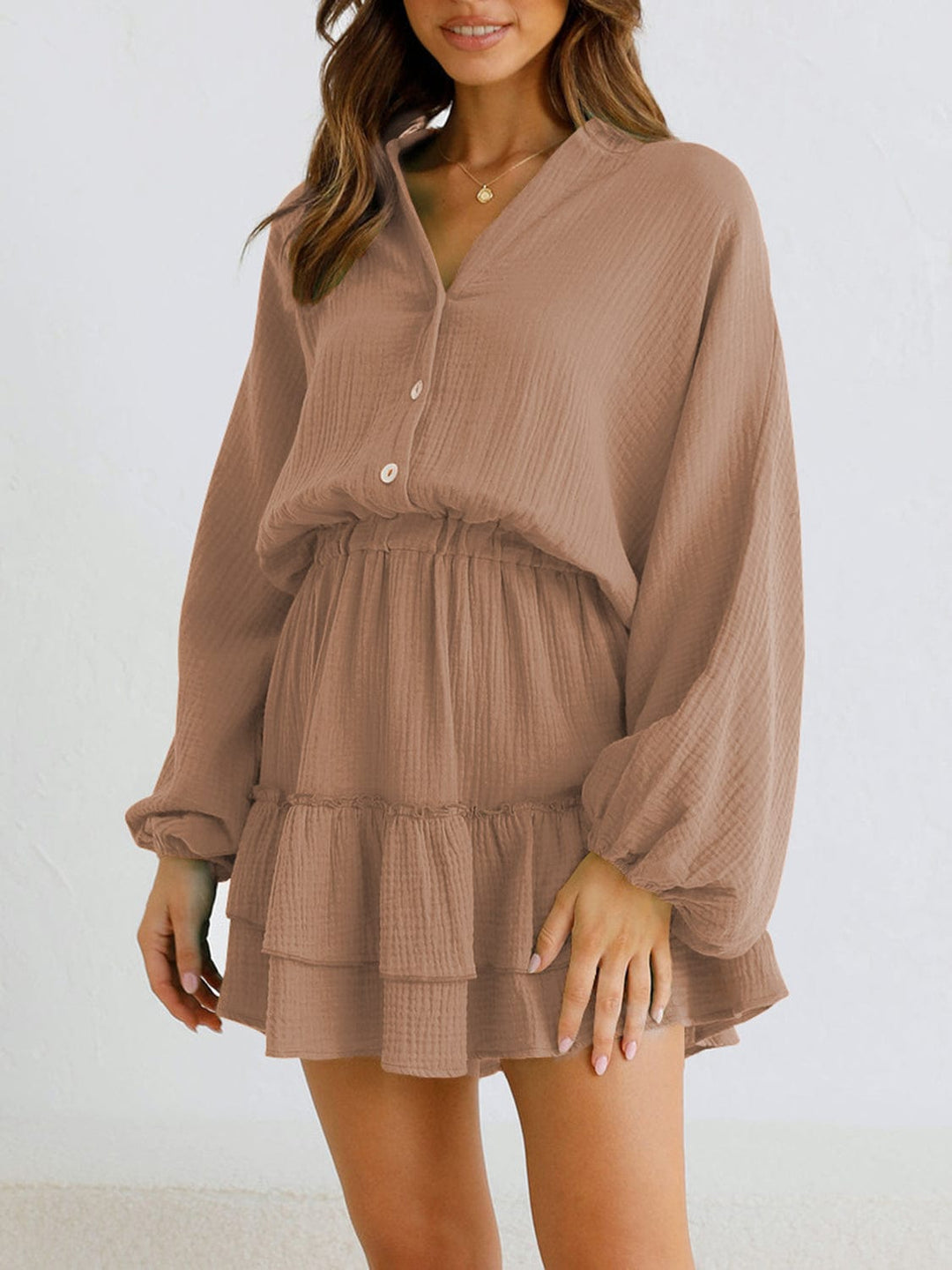 The802Gypsy DRESS/MINI DRESS GYPSY-Ruffled Balloon Sleeve Mini Dress