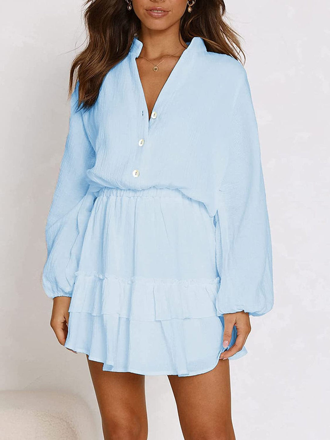 The802Gypsy DRESS/MINI DRESS GYPSY-Ruffled Balloon Sleeve Mini Dress